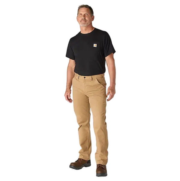 carhartt-mens-relaxed-straight-twill-dungaree-dark-khaki-left-front-workwear-wearhouse-work-boots-apparel-safety-gear
