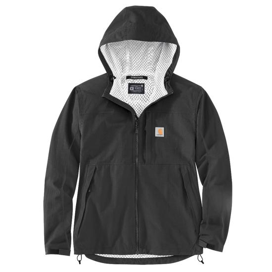 carhartt-mens-storm-defender-waterproof-jacket-front-black-workwear-wearhouse-work-boots-apparel-safety-gear

