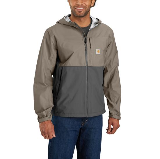 carhartt-mens-storm-defender-waterproof-jacket-front-desert-gravel-workwear-wearhouse-work-boots-apparel-safety-gear
