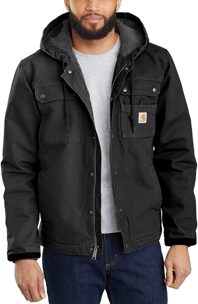 carhartt-mens-washed-duck-bartlett-jacket-black-front-workwear-wearhouse-work-boots-apparel-safety-gear
