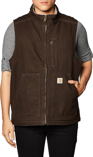 carhartt-mens-washed-duck-mock-neck-vest-dk-brown-workwear-wearhouse-work-boots-apparel-safety-gear
