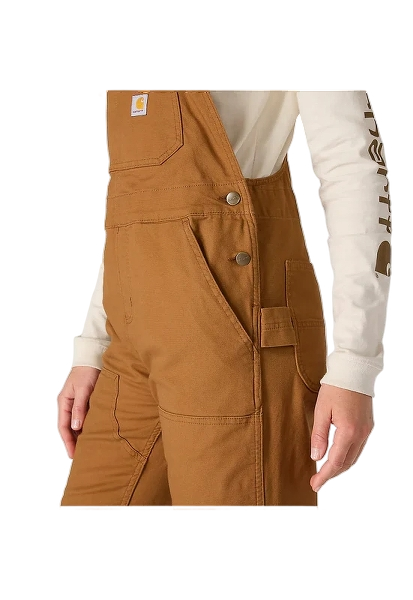 carhartt-womens-ashland-bib-overall-brown-left-workwear-wearhouse-work-boots-apparel-safety-gear
