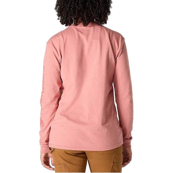 carhartt-womens-dearborn-loose-ls-logo-t-shirt-rose-tint-heather-back-workwear-wearhouse-work-boots-apparel-safety-gear
