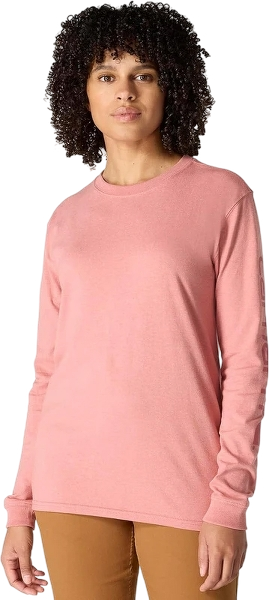carhartt-womens-dearborn-loose-ls-logo-t-shirt-rose-tint-heather-front-workwear-wearhouse-work-boots-apparel-safety-gear
