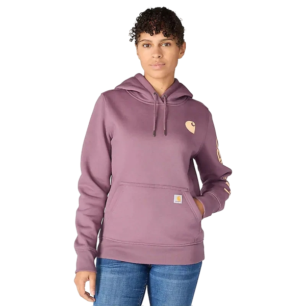 carhartt-womens-iconic-clarksburg-logo-sweatshirt-ash-berry-workwear-wearhouse-work-boots-apparel-safety-gear
