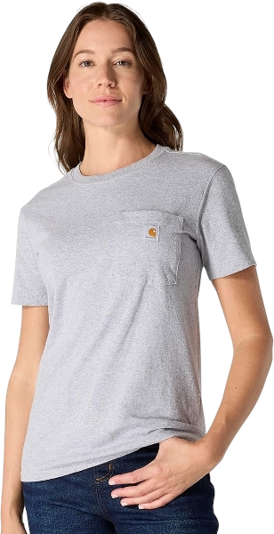 carhartt-womens-iconic-k87-pocket-t-shirt-front-heather-grey-workwear-wearhouse-work-boots-apparel-safety-gear
