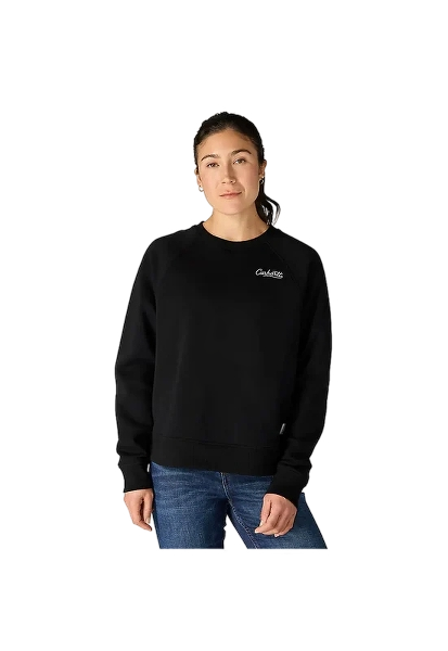 carhartt-womens-sawyer-crewneck-sweatshirt-black-front-workwear-wearhouse-work-boots-apparel-safety-gear
