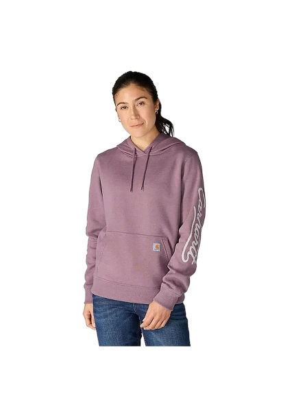carhartt-womens-sawyer-script-logo-sweatshirt-front-ashberry-heather-workwear-wearhouse-work-boots-apparel-safety-gear
