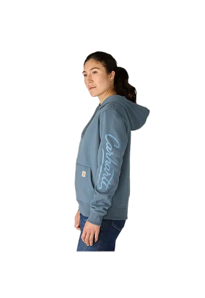 carhartt-womens-sawyer-script-logo-sweatshirt-iron-blue-left-workwear-wearhouse-work-boots-apparel-safety-gear
