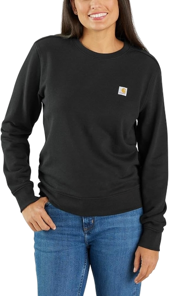 carhartt-womens-tencel-fiber-series-crewneck-sweatshirt-black-front-workwear-wearhouse-work-boots-apparel-safety-gear
