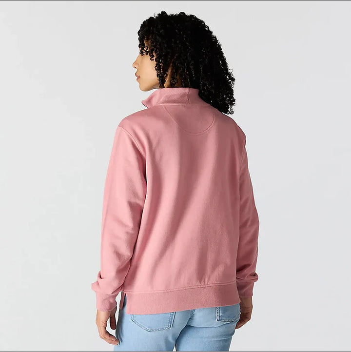 carhartt-womens-tencel-fiber-series-half-zip-sweatshirt-back-rose-tint-workwear-wearhouse-work-boots-apparel-safety-gear
