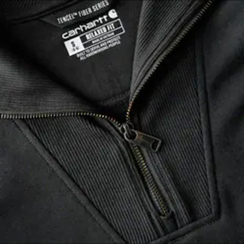 carhartt-womens-tencel-fiber-series-half-zip-sweatshirt-closure-black-workwear-wearhouse-work-boots-apparel-safety-gear

