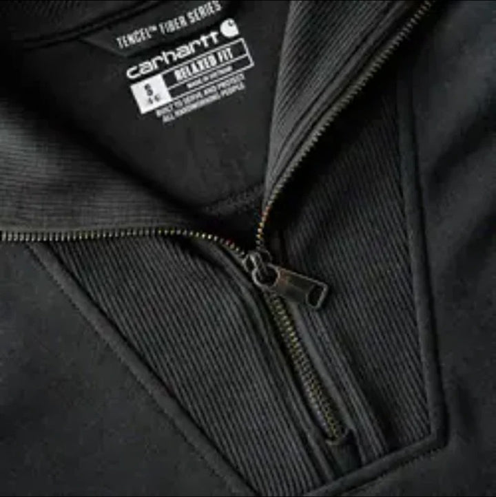carhartt-womens-tencel-fiber-series-half-zip-sweatshirt-closure-black-workwear-wearhouse-work-boots-apparel-safety-gear
