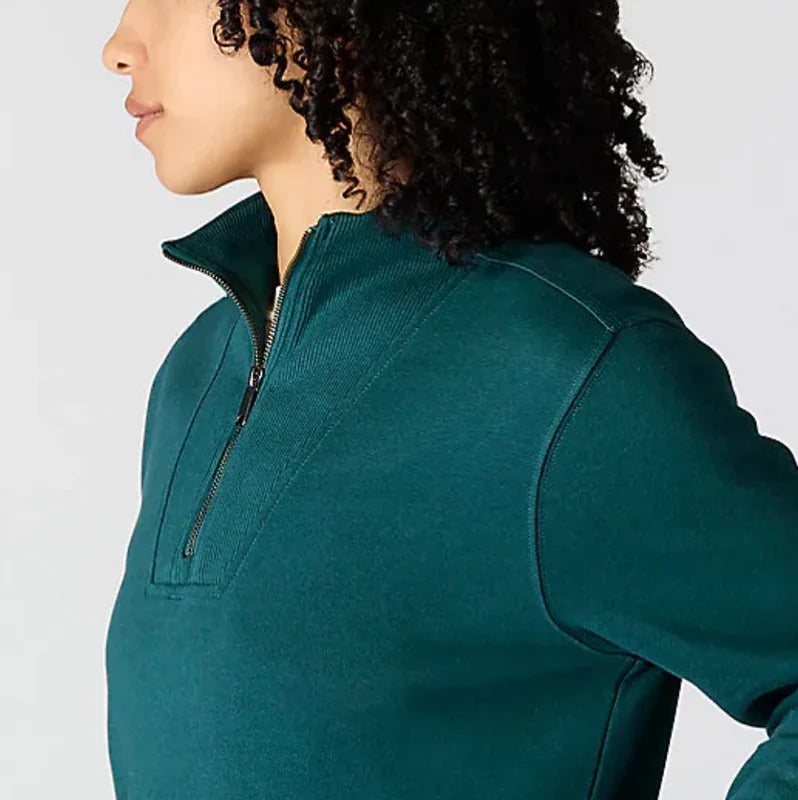 carhartt-womens-tencel-fiber-series-half-zip-sweatshirt-greenstoneleft--workwear-wearhouse-work-boots-apparel-safety-gear
