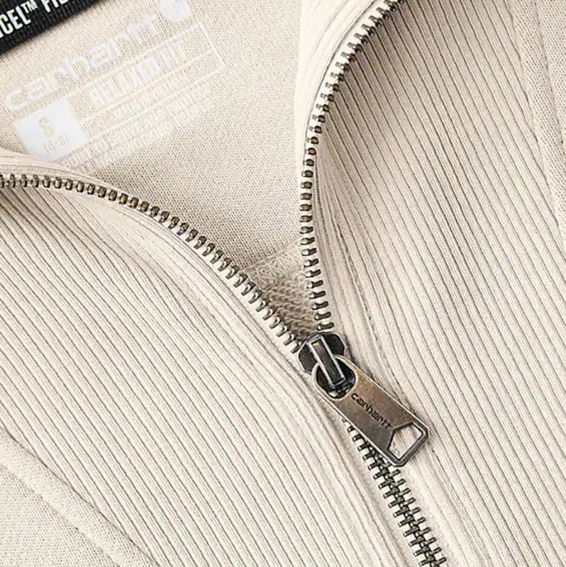 carhartt-womens-tencel-fiber-series-half-zip-sweatshirt-neckline-oatmilk-workwear-wearhouse-work-boots-apparel-safety-gear
