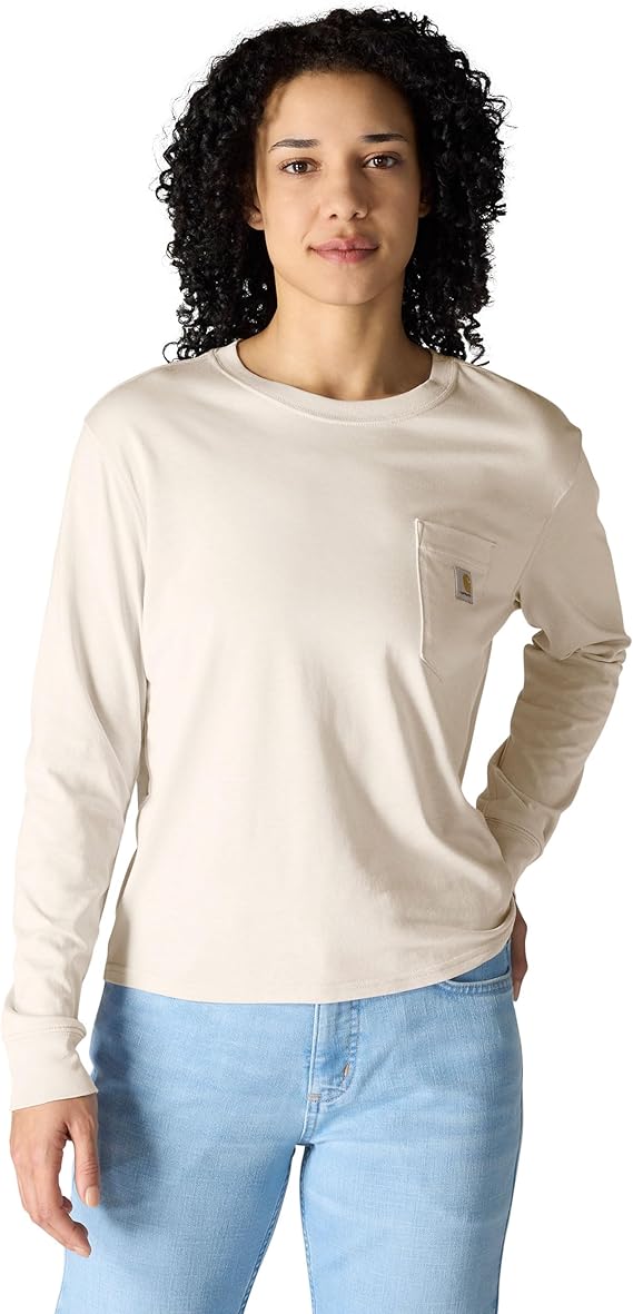 carhartt-womens-tencel-fiber-series-loose-fit-long-sleeve-crewneck-pocket-t-shirt-front-oatmilk-heather-workwear-wearhouse-work-boots-apparel-safety-gear
