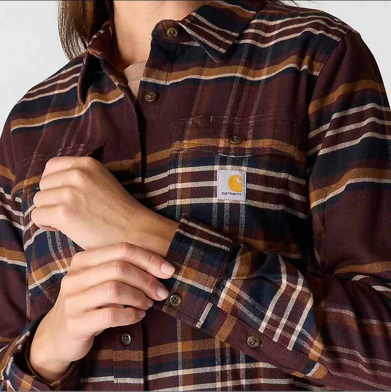 carhartt-womens-tencel-fiber-series-relaxed-fit-plaid-shirt-cuff-blackberry-workwear-wearhouse-work-boots-apparel-safety-gear

