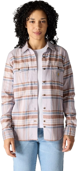 carhartt-womens-tencel-fiber-series-relaxed-fit-plaid-shirt-front-mica-workwear-wearhouse-work-boots-apparel-safety-gear
