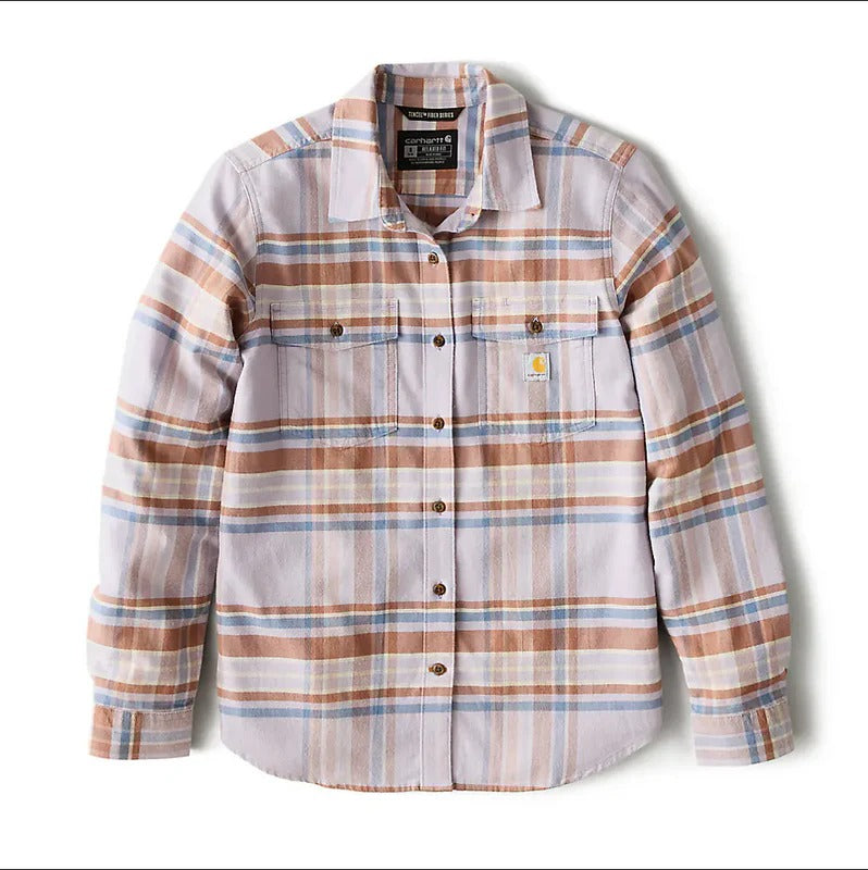 carhartt-womens-tencel-fiber-series-relaxed-fit-plaid-shirt-full-front-mica-workwear-wearhouse-work-boots-apparel-safety-gear

