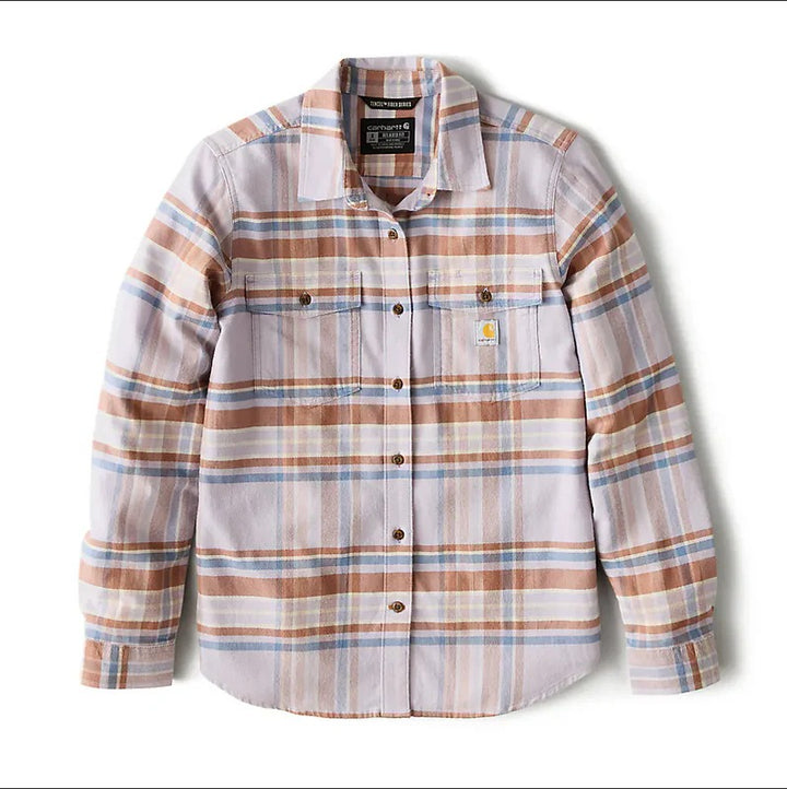 carhartt-womens-tencel-fiber-series-relaxed-fit-plaid-shirt-full-front-mica-workwear-wearhouse-work-boots-apparel-safety-gear
