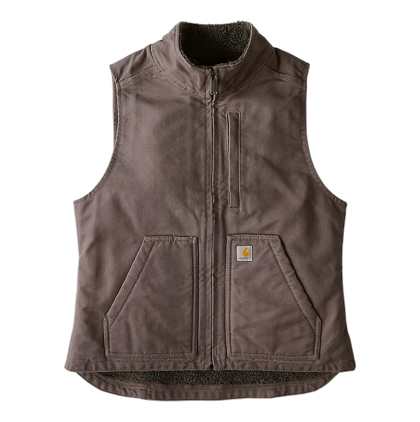 carhartt-womens-washed-duck-mock-neck-vest-taupe-grey-full-front-workwear-wearhouse-work-boots-apparel-safety-gear
