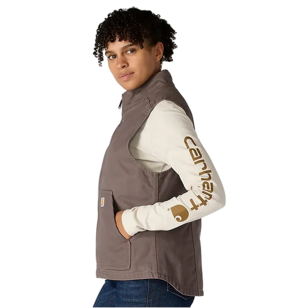 carhartt-womens-washed-duck-mock-neck-vest-taupe-grey-left-workwear-wearhouse-work-boots-apparel-safety-gear

