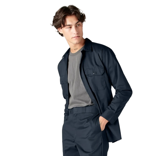 dickies-mens-long-sleeve-work-shirt-left-dark-navy-workwear-wearhouse-work-boots-apparel-safety-gear
