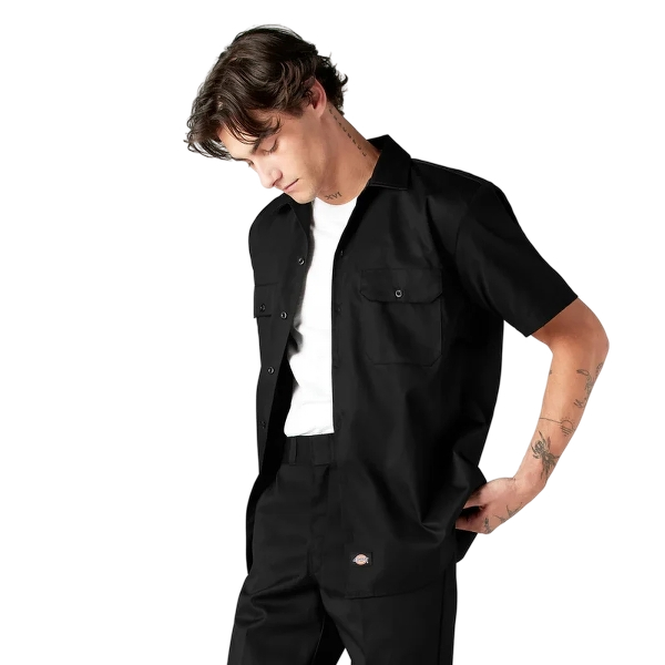 dickies-mens-short-sleeve-work-shirt-black-left-workwear-wearhouse-work-boots-apparel-safety-gear
