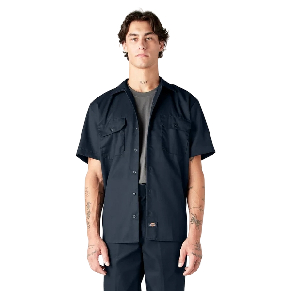 dickies-mens-short-sleeve-work-shirt-dark-navy-front-workwear-wearhouse-work-boots-apparel-safety-gear
