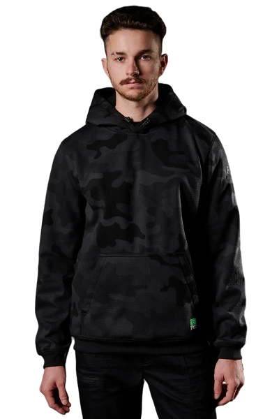 fxd-mens-wf-1-hi-vis-bonded-membrane-fleece-hoodie-front-black-camo-workwear-wearhouse-work-boots-apparel-safety-gear
