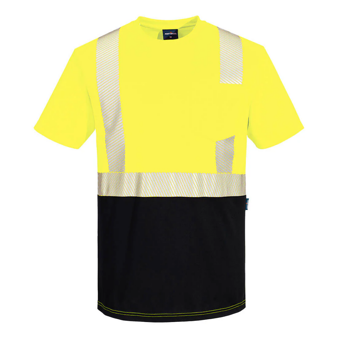Portwest Men's Hi-Vis Segmented Tape Contrast T-Shirt S/S