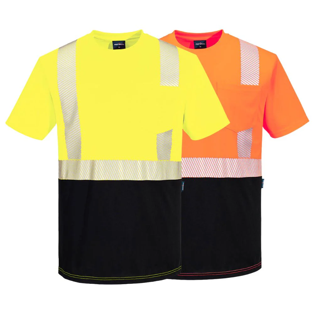 Portwest Men's Hi-Vis Segmented Tape Contrast T-Shirt S/S
