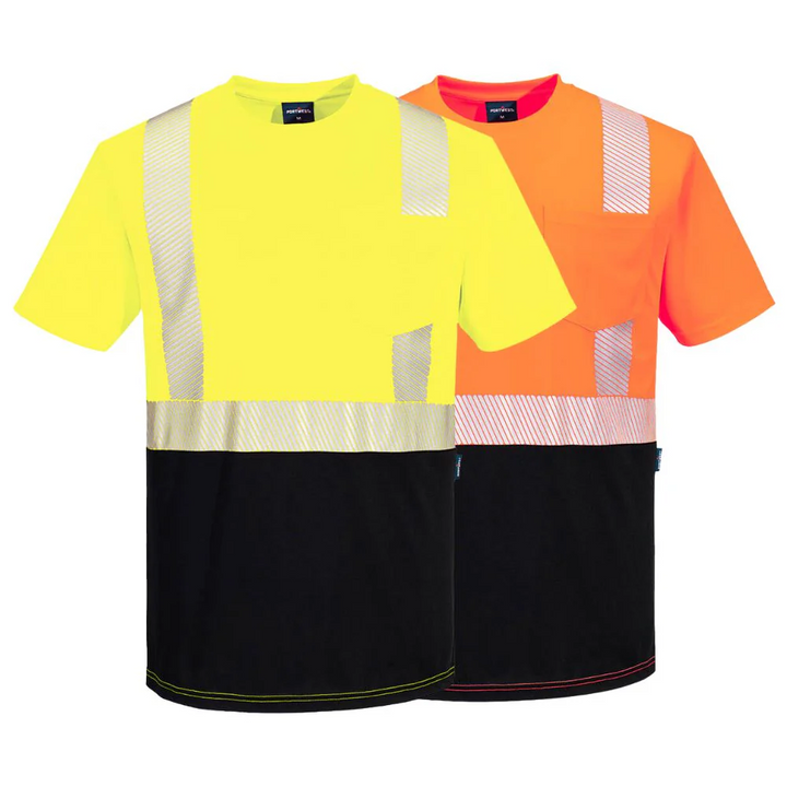 Portwest Men's Hi-Vis Segmented Tape Contrast T-Shirt S/S