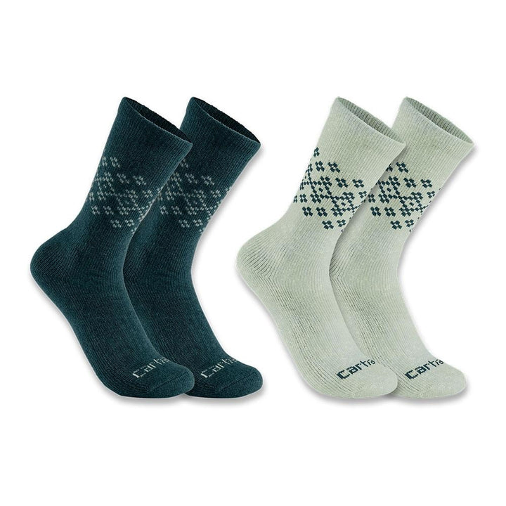 Carhartt Women's Midweight Synthetic-Wool Blend Fairisle Crew Sock 2-Pack