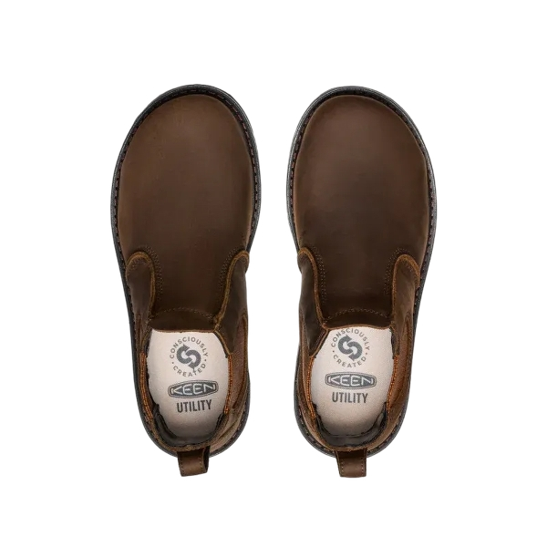 KEEN Utility Boots: Women's 1030649 Cascade Brown Black Aluminum Toe San Jose 90° Chelsea Work Boot