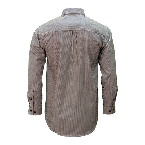 Key Men's Hickory Stripe Long Sleeve Button Logger Shirt