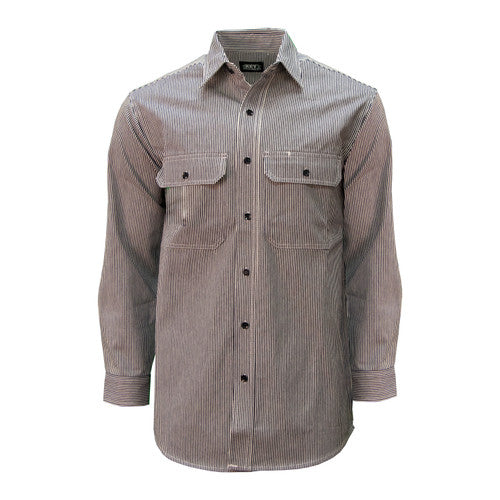 Key Men's Hickory Stripe Long Sleeve Button Logger Shirt