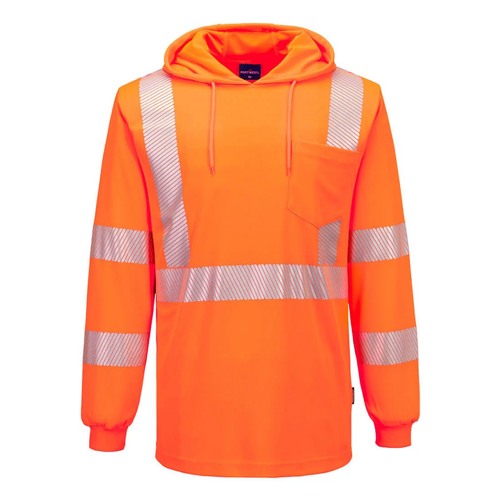 Portwest Hi-Vis Lightweight Hooded T-shirt L/S