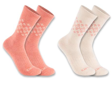 Carhartt Women's Midweight Synthetic-Wool Blend Fairisle Crew Sock 2-Pack
