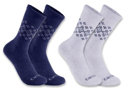 Carhartt Women's Midweight Synthetic-Wool Blend Fairisle Crew Sock 2-Pack