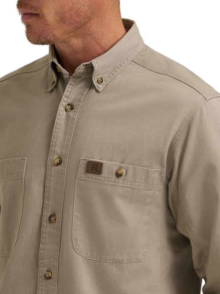 wrangler-mens--riggs-workwear-long-sleeve-button-down-solid-twill-work-shirt-khaki-collar-workwear-wearhouse-work-boots-apparel-safety-gear
