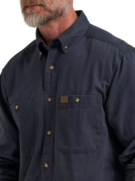 wrangler-mens--riggs-workwear-long-sleeve-button-down-solid-twill-work-shirt-navy-collar-workwear-wearhouse-work-boots-apparel-safety-gear
