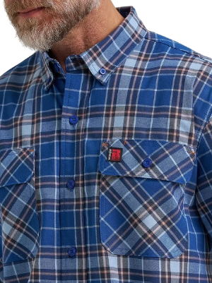 wrangler-mens-riggs-workwear-foreman-plaid-work-shirt-bluefish-neckline-workwear-wearhouse-work-boots-apparel-safety-gear
