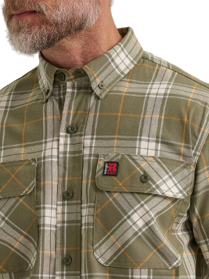 wrangler-mens-riggs-workwear-foreman-plaid-work-shirt-olive-neckline-workwear-wearhouse-work-boots-apparel-safety-gear
