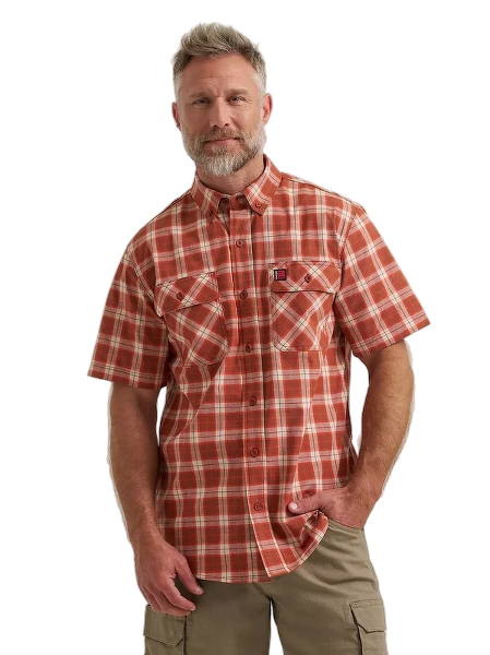 wrangler-mens-riggs-workwear-foreman-plaid-work-shirt-rust-front-workwear-wearhouse-work-boots-apparel-safety-gear
