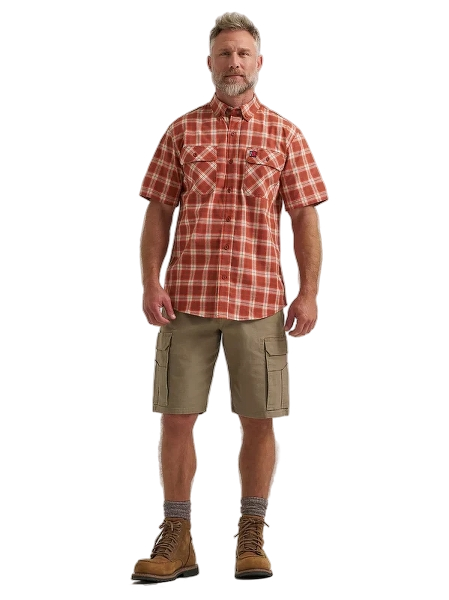 wrangler-mens-riggs-workwear-foreman-plaid-work-shirt-rust-full-workwear-wearhouse-work-boots-apparel-safety-gear
