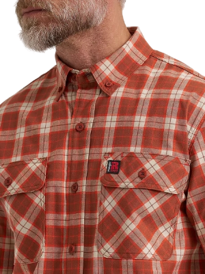wrangler-mens-riggs-workwear-foreman-plaid-work-shirt-rust-neckline-workwear-wearhouse-work-boots-apparel-safety-gear
