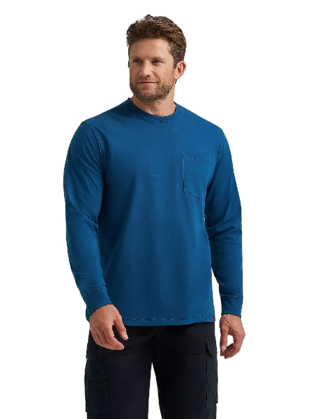 wrangler-mens-riggs-workwear-long-sleeve-1-pocket-performance-t-shirt-front-oxford-blue-workwear-wearhouse-work-boots-apparel-safety-gear
